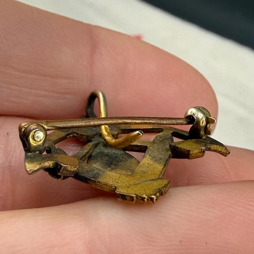 Vintage Gold Filled Watch Chain Brooch Signed S&W